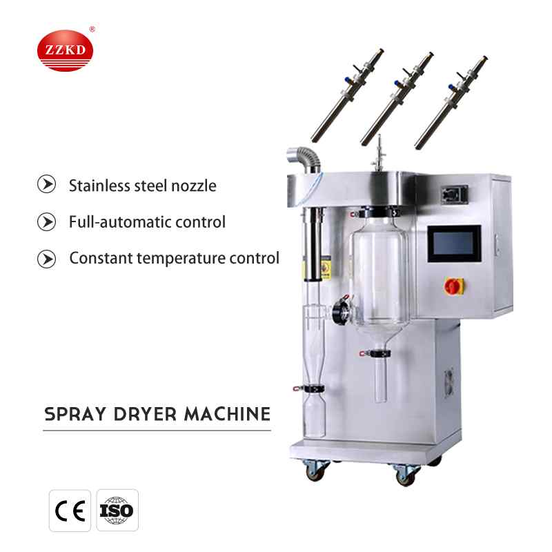 The average drying time of Spray dryer for milk & fruit powder is 0.8~1.5 seconds, and the drying speed is very fast. And can maintain the original characteristics of the material.